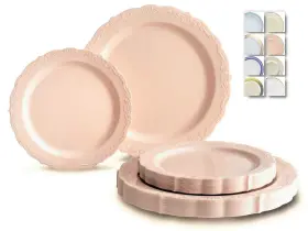 Occasions Finest Plastic Tableware 688948660526 Inch 50 Plates Pack 25 Guestsvintage Wedding Party Disposable P
