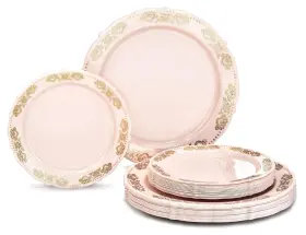 Occasions Finest Plastic Tableware 688948663138 Inch 50 Plates Pack 25 Guests Vintage Wedding Party Disposable