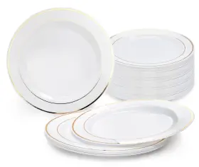 Occasions Finest Plastic Tableware 725022349905 120 Plates Pack Heavyweight Disposable Wedding Party Plate 10