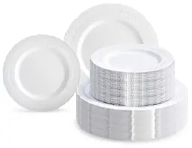 Occasions Finest Plastic Tableware 769553656071 Inch 240 Plates Pack 120 Guests Extra Heavyweight Vintage Wedding