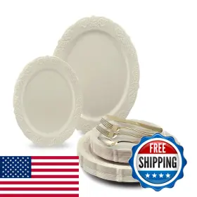 B07f6wlmz4 Occasions Finest Plastic Tableware 150 Piece Set 25 Guests Vintage B07f6wlmz4 Occasions Finest Plastic Tableware 150 Piece Set 25 Guests Vintage
