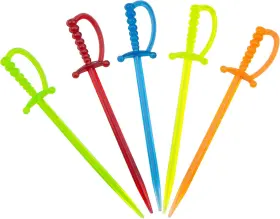 Oddier 445001089020 100pcs 3.3 Inch Plastic Sword Toothpicks Picks For Appetizers Fruit Fork Cockta