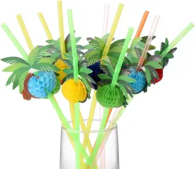 Offcial 744759821782 50 Coconut Tree Drinking Straws Hawaiian Beach Cocktail Luau Party Decor