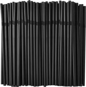 Official 197black-100 100-pack Black Flexible Drinking Straws Plastic Disposable Bendy - 7.75 Inch