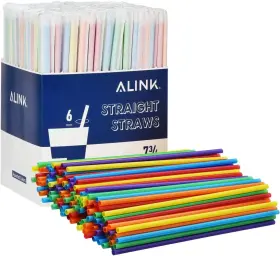 Official 313053266249 500-pack Assorted Colored Plastic Disposable Drinking Straws Individually Wrapp