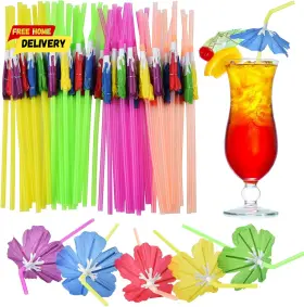 Official 313102565576 50pcs Umbrella Straws Long Cocktail Drink Umbrellas Fancy Flower Bar