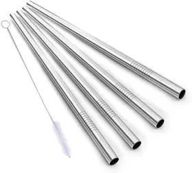 Official 313102918990 Stainless Steel Smoothie Straws 9 Inch X 0.31 In Reusable Metal For J