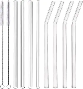 Official 313105155187 Glass Smoothie Straws 10 Inch X Mm Long Reusable Clear Drinking Pack Of