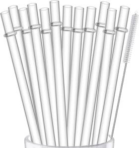 Official 445038884827 12 Pack Reusable Clear Plastic Straws 13 Inch Extra Long For Cups Bottles Tumbler