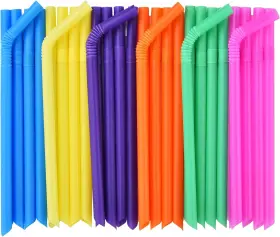 Official 705353805882 100 Pcs Jumbo Plastic Boba Straws - Extra Wide Bendy Colorful Disposable