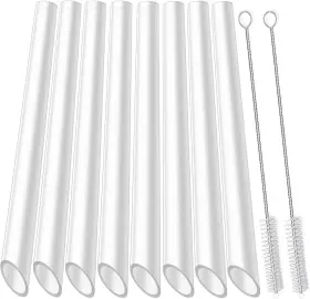Official 726084510708 Alink 8 Clear Boba Straws 13mm Reusable Jumbo Smoothie 2 Cleaning Brush