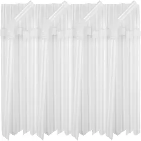 Official 744110504958 100 Pajitas De Plastico Jumbo Boba Flexible Desechable Transparente Anchas