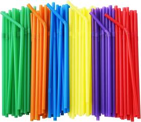 Official 744759171672 Set 500 Pajillas Plastico Flexibles Desechables Colores Surtidos 7.75 X 0.23 Pul