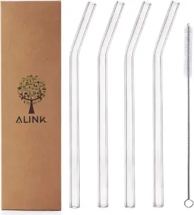 Adf26211 Official Glass Smoothie Straws Reusable Clear Bent 9 In X 10 Mm Drinking Set Of