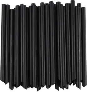 Al12bobsbk Official 100 Pcs Black Plastic Boba Straws 12mm Extra Wide Disposable Smoothie Fo