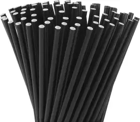 Albk100p Official 100 Black Paper Straws Biodegradable Disposable Drinking Bulk For Party