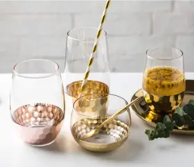 Algo100 Official Biodegradable Gold Paper Straws Bulk Pack Of 100 Metallic Foil Striped/wave/