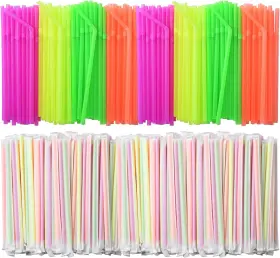 Wap1000-bd-neon Official 1000 Count Neon Flexible Plastic Drinking Straws Individually Wrapped Disposab