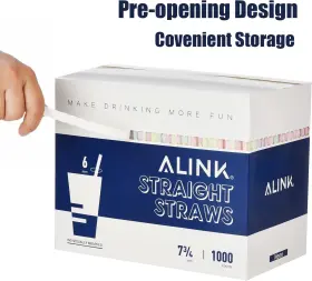 Wap1000-str-neon Official 1000 Pcs Neon Colored Plastic Disposable Drinking Straws Individually Wrappe