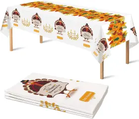 Ohome 711181728910 3 Pack Disposable Thanksgiving Tablecloths - 54 Inch X 108 Party Decor