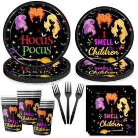 24-wsj-1 Oigco Halloween Hocus Pocus Party Tableware Set Decorations Paper Plates