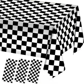 Oigco 445009684685 3 Pack Black And White Checkered Tablecloths Race Car Theme Party Tableclo