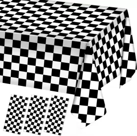 Oigco 744759444516 3 Pack Black And White Checkered Tablecloths Race Car Theme Party Tableclo