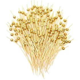 Okuna Outpost 194425404205 Gold Pearl Cocktail Picks Bamboo Appetizer Toothpicks 4.7 Inches 150 Pack