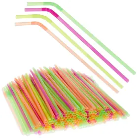 Okuna Outpost 194425940949 200 Pack Plastic Extra Long Straws For Birthday Party 13 Inch Disposable Dri