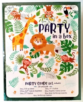 Old East & Main 190744835225 Jungle Happy Birthday Party Goods In A Box 43 Pieces Banner Candle Plates
