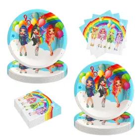 1k-0zpx-jfcm Omto 40pcs Rainbow High Dolls Party Supplies Include 20 Plates Napkins For The