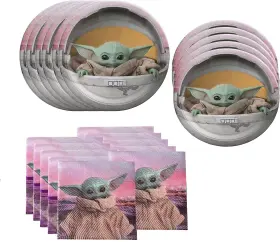 Omto 711544408499 Baby Yoda Party Supplies 40pack Include 20 Plates Napkins For Bi