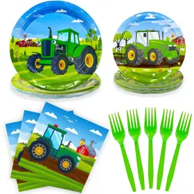 Onebest 078152648371 Tractor Party Supplies 100 Pcs Plates Napkins Pla