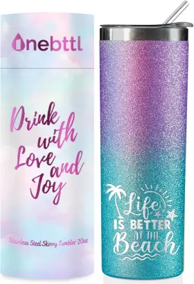 Lkuc-beach-glt-20oz-bp-better Onebttl Beach Gifts For Women 20oz Skinny Life Is Better At The
