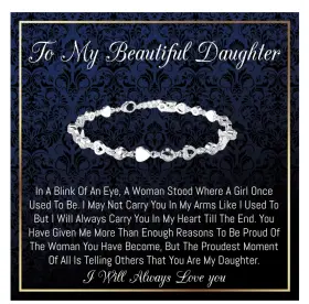 Onepurposegifts 738363207124 Daughter Bracelet I Love You Birthday Gift Silver Heart