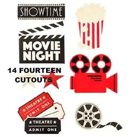 Onlinepartycenter 689756317312 Movie Night Cut-outs Party Supplies Decoration Special Events 12 Count
