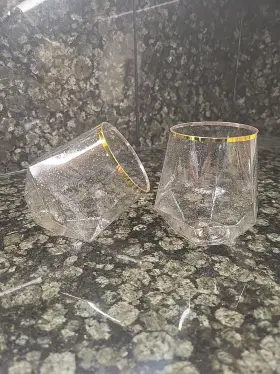 Oojami 812568038285 Disposable Cups - 40 Ct Plastic With Gold Rim For Party Or Wedding