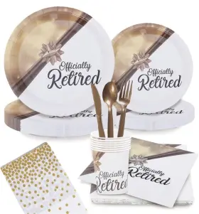 Opapaya 701340605234 176 Pcs Retirement Party Complete Set Plates Napkins Tableware Officially