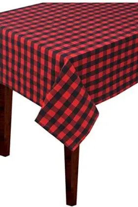 Orient Originals Inc. 011631630405 Buffalo Plaid Tablecloth - Lumberjack Farmhouse Gingham 52 X 70 Red Black