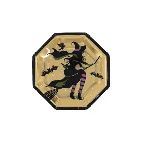 Oriental Trading 011179216093 Halloween Celestial Witch Octagon Disposable Paper Dessert Plates 8 1/4 Inch Co