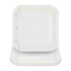 Oriental Trading 197640488357 School Lined Paper Party Square Disposable Dinner Plates 9 1/4 Inch 8 Count