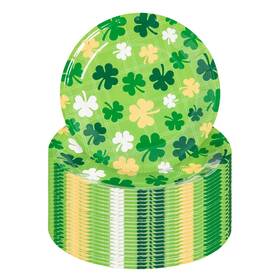 Oriental Trading 197640632187 St. Patricks Day Shamrocks Disposable Paper Dessert Plates 7