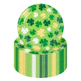 Oriental Trading 197640632187 St. Patricks Day Shamrocks Disposable Paper Dessert Plates 7