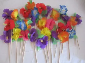 Oriental Trading 780984668808 36 Hibiscus Flower Food Cocktail Appetizer Pics Luau Tiki Party Tropical Hawaii