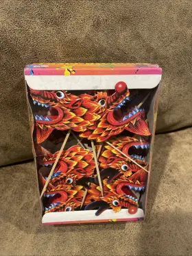 Oriental Trading Co. 780984370657 Nib Paper And Tissue Dragon Picks Toothpicks Chinese New Year Party Box Of 12