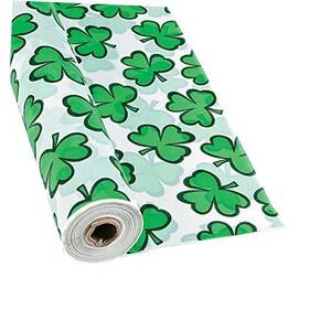 Oriental Trading Company 13680680 St. Patricks Day Shamrock Tablecloth 100 Feet Long Plastic Disposable
