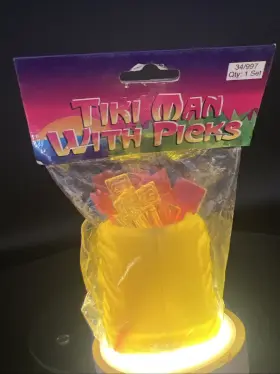 Oriental Trading Company 780984854966 Tiki Picks With Holder Yellow Plastic 34 Pieces Hula Cocktail Party