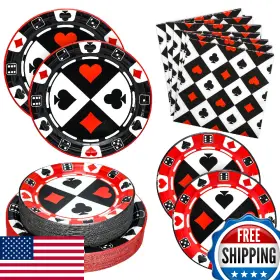 B0cmtpvkkn Osonm Casino Party Supplies 180pcs Plates And Napkins Kit For 60 Guests
