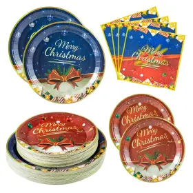 Om8026 Osonm 180pcs Christmas Paper Plates And Napkins Disposabl