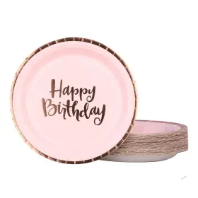 Ottin 193621776659 Pink Rose Gold Birthday Plates 50pcs 9-inch Party Supplies For Girls Events